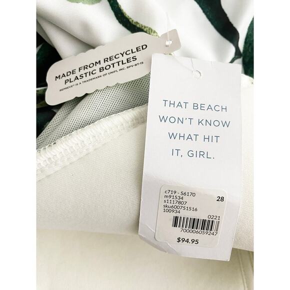 Swim By Cacique Womens Crossover One Piece Wrap Peephole Palm Print Swimsuit NWT - Picture 10 of 12